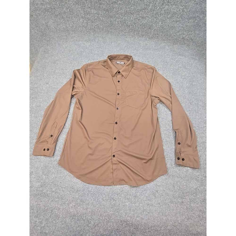 Paul Jones Shirt Mens XL Brown Long Sleeve Button Up Stretch Comfy